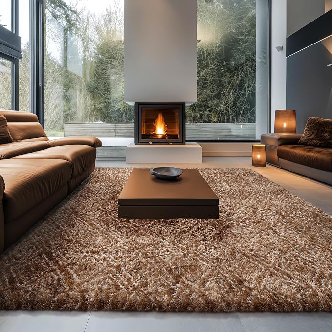 Ophanie 9x12 Brown and White Diamond Striped Rugs - Image 3