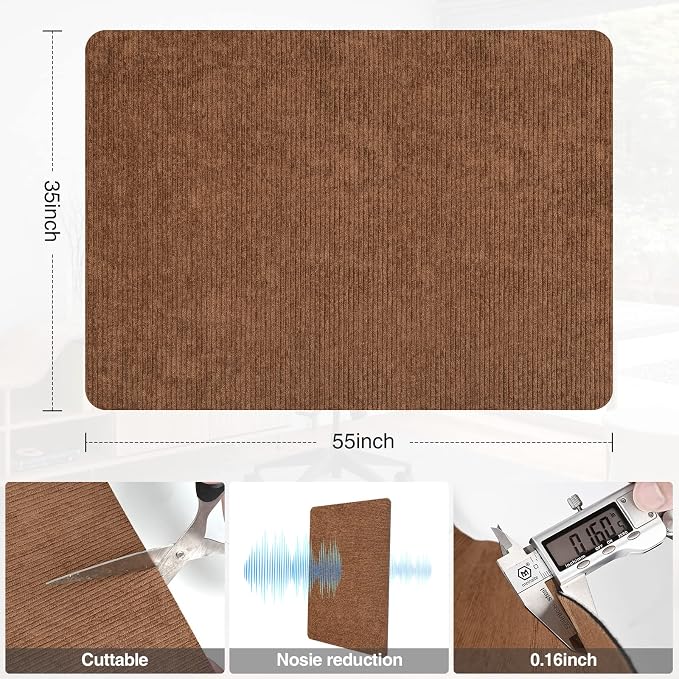 Placoot Desk Chair Mat for Hardwood Floor Corduroy Surface 1/6" Thick 55"x35" - Image 7