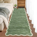 GarveeHome Scalloped Washable Runner Rug 2x6 Runner Abstract Modern Green by GarveeHome