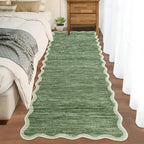 GarveeHome Scalloped Washable Runner Rug 2x6 Runner Abstract Modern Green by GarveeHome