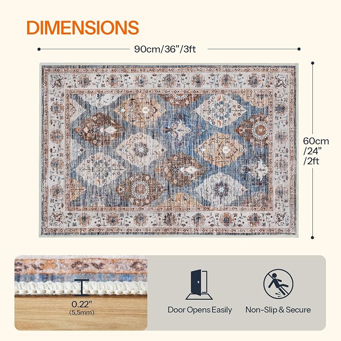 HOOBRO 2 x 3 Area Rugs Washable, Small Rugs - Image 2