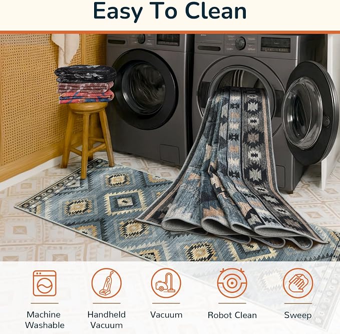 BESTSWEETIE Area Rug 5x7 Rug Machine Washable Rug Non-Slip Low Pile Print - Image 4