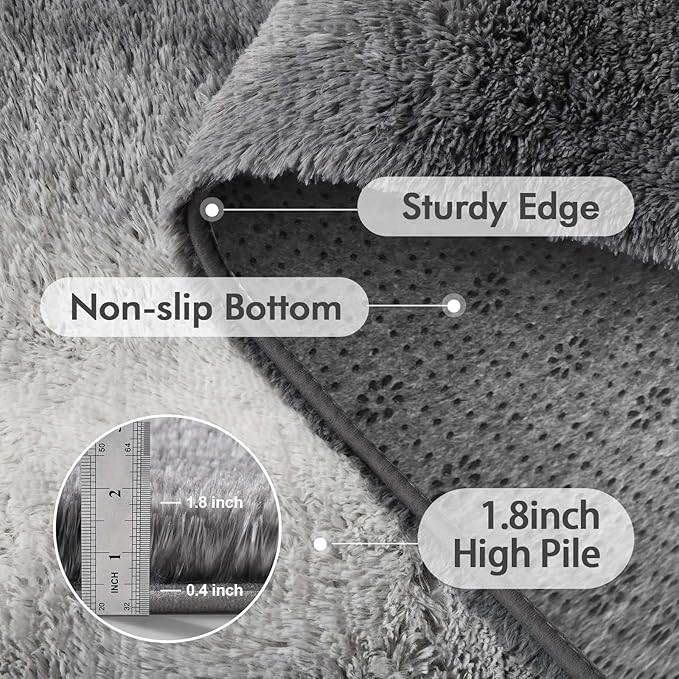 Area Rugs for Living Room, 6x9 Feet Soft Fluffy Plush Rug High Pile Non-Slip - Image 5