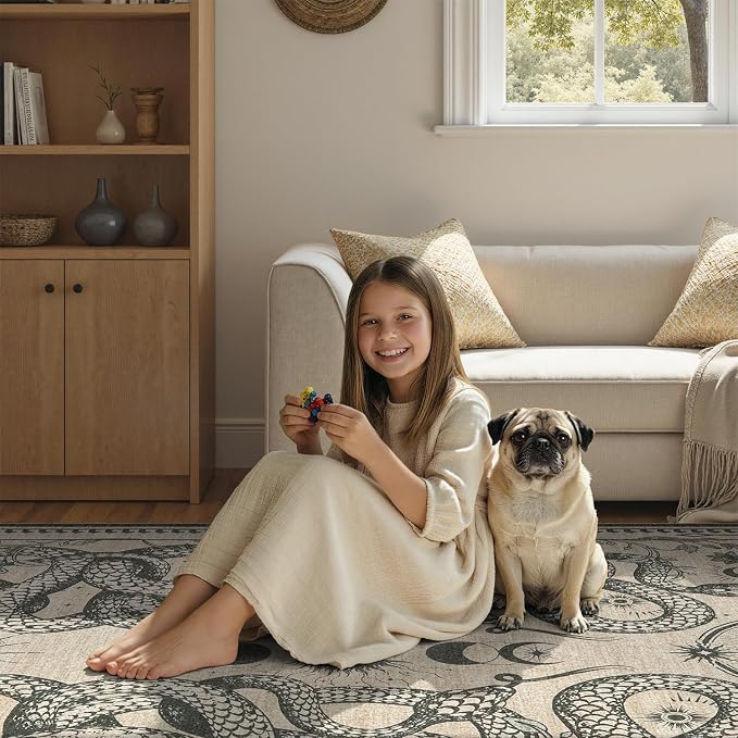 DCX Washable 2x6 Snake Runner Rug, Soft Low Pile Carpet, Kid & Pet Friendly - Image 3