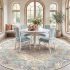 RELEANY Area Rugs Round 8ft Washable Non-Slip, Floral Vintage Distress - Image 2