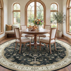 RELEANY Area Rugs Round 8ft Washable Non-Slip, Floral Vintage Distress - Image 2