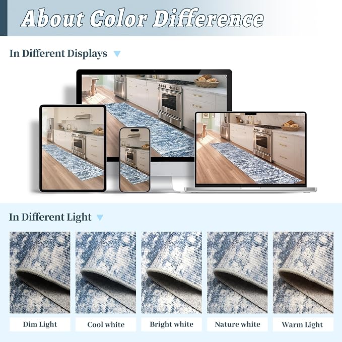 Runners for Hallways Ultra Non-Slip 2x8 Washable Kitchen Rug Abstract Tear and - Image 7