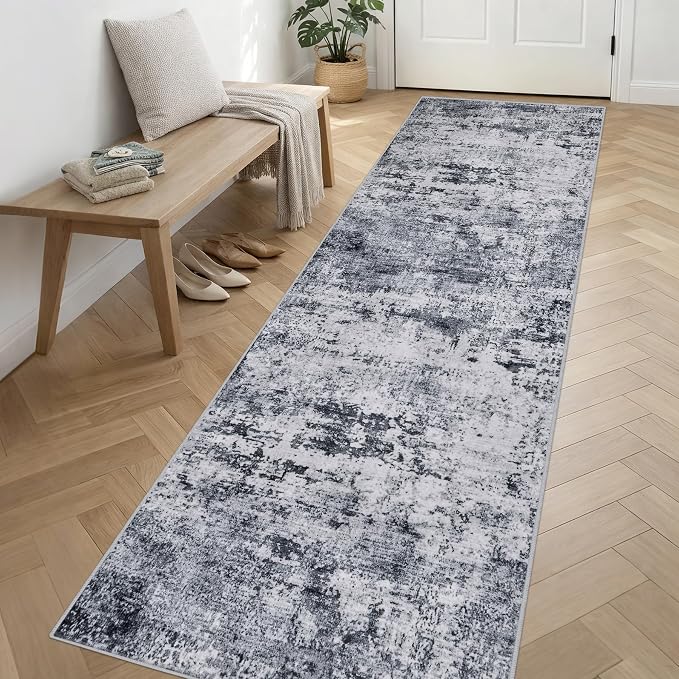 Washable Area Rug 3x14 Entryway Rug: Washable Modern Abstract Soft Thin Rug - Image 3
