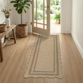 LIVEBOX Scalloped Easy Jute 2x5 Runner Kitchen Rug, Washable Non Slip Tan Rugs by LIVEBOX