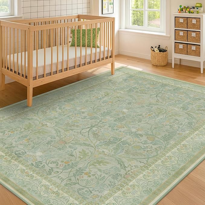 Sage Green Living Room Rugs 5x7, Soft Washable Non Slip Area Rugs - Image 9