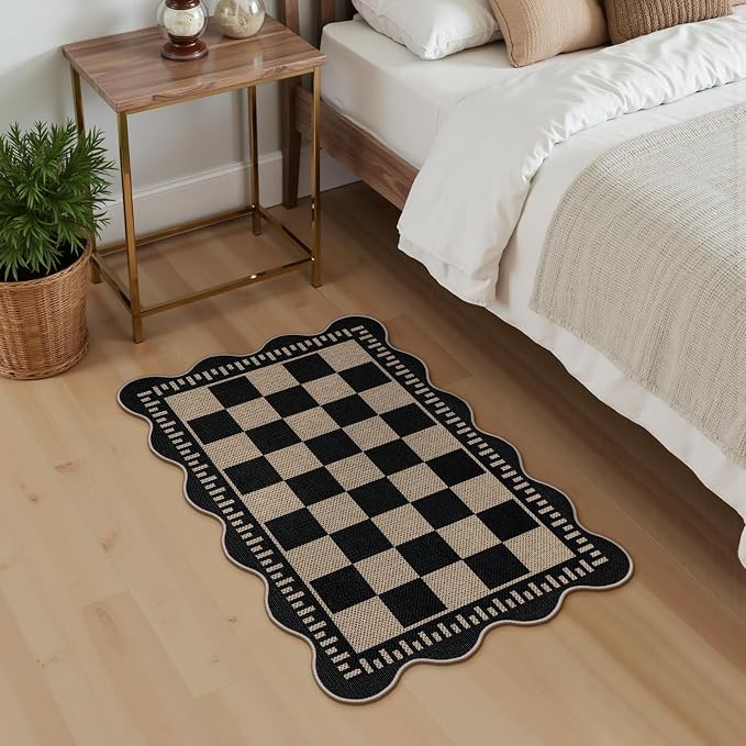 Checkered Easy Jute Entryway Rug, 2x3 Washable Non Slip Kitchen Rug, Indoor - Image 8