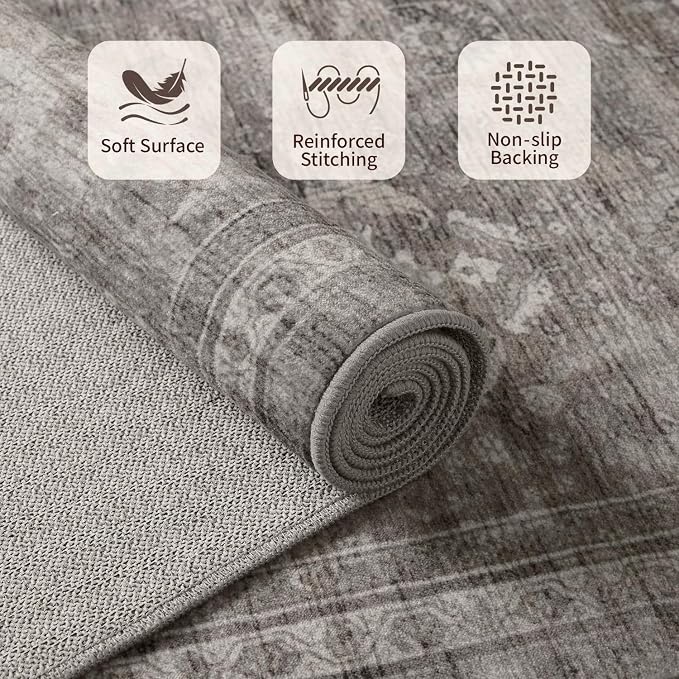 Rugxara 4x6 Rug for Living Room Bedroom, Vintage Retro Boho Area Rugs, Non Slip - Image 4