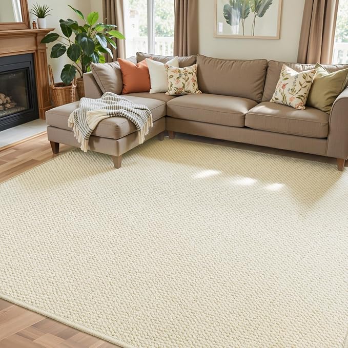 Faux Jute Area Rug 4'x6', Washable & Non-Slip, No Odor. Farmhouse Boho Style by Unknown