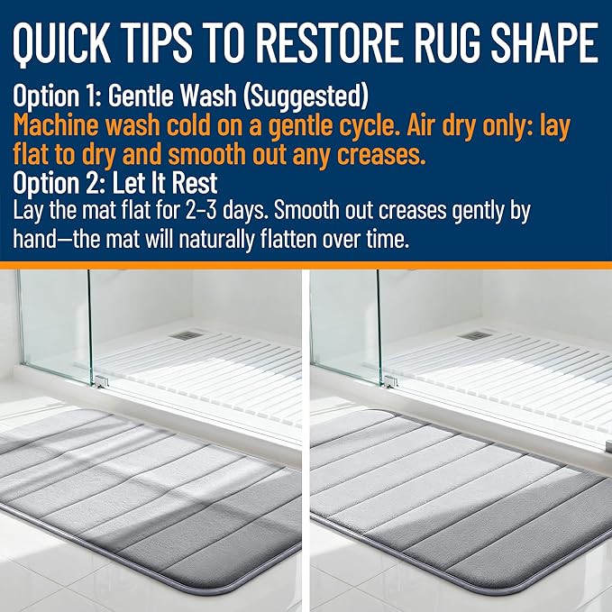 OLANLY Memory Foam Bath Mat 59x35, Super Soft Absorbent Bathroom Rugs, Quick Dry - Image 3