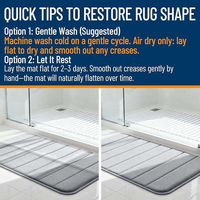 OLANLY Memory Foam Long Bathroom Rugs Runner 47x24, Super Soft Absorbent Bath - Image 3