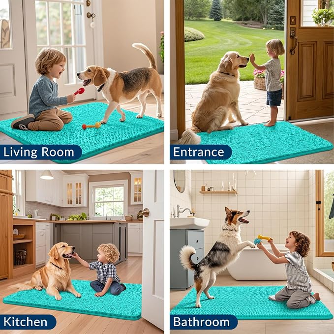 Smiry Dog Door Mat for Muddy Paws 59x32, Absorbent Dirt Trapper, Non-Slip - Image 7