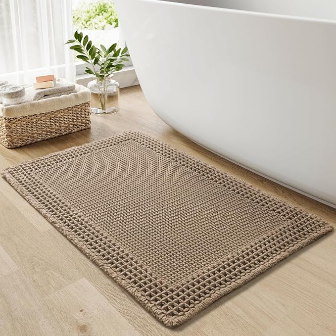 RESARE Waffle Bath Mat for Bathroom, Super Absorbent Bathroom Rugs Non Slip by Resare