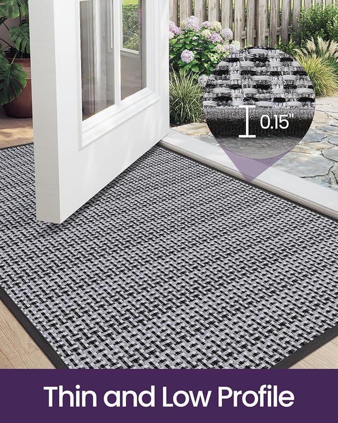 DEXI Ultra Thin Door Mat Indoor Entrance 36x56, Non Slip Rubber Backed Entryway - Image 4