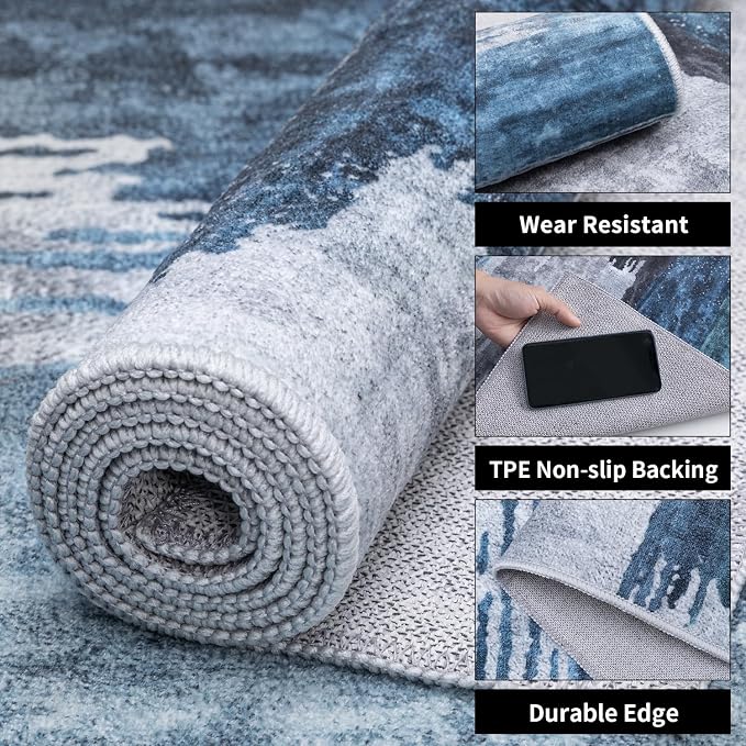 Ciicool Modern Abstract Area Rug 2x3 Washable Small Entryway Rug, Non-Slip Low - Image 4