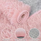 2x6 Bedside Area Rugs for Bedroom: Soft Fluffy Shag Pink Rug for Hallway - Image 5