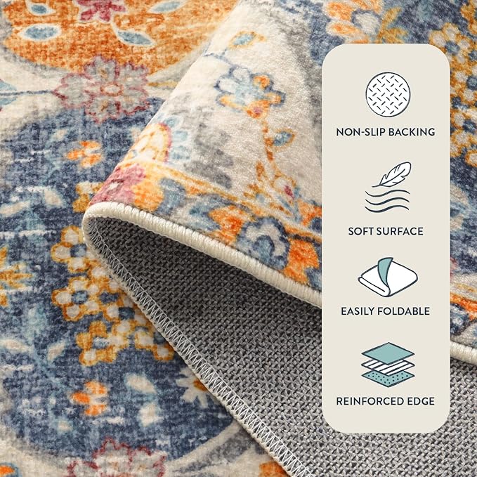 Lahome Moroccan Trellis Washable Area Rugs 5x7, 5x7 Area Rugs - Image 7