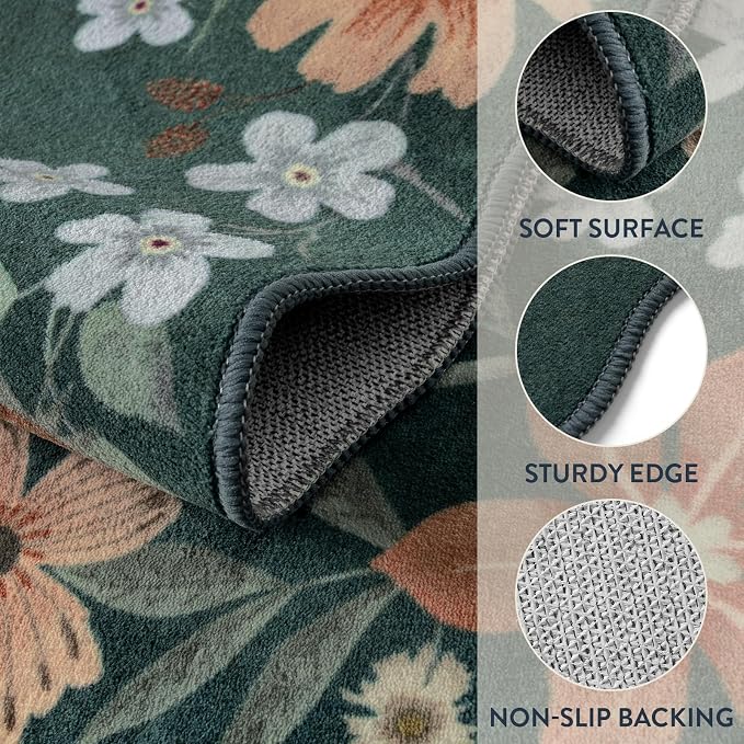 Lahome Floral Washable 6x9 Area Rugs, Soft Bedroom Rug - Image 7