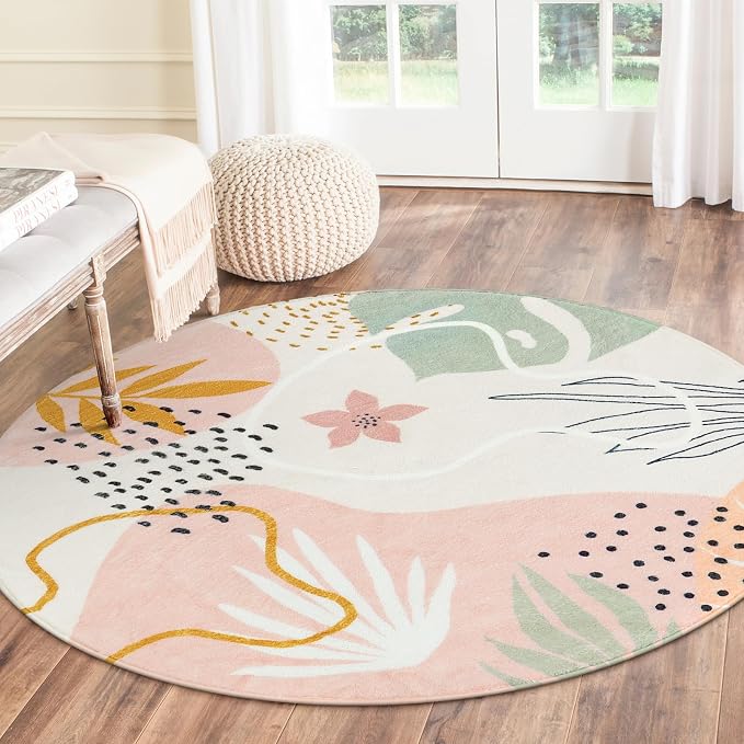 Lahome Pink Round Rug 7Ft - Image 6