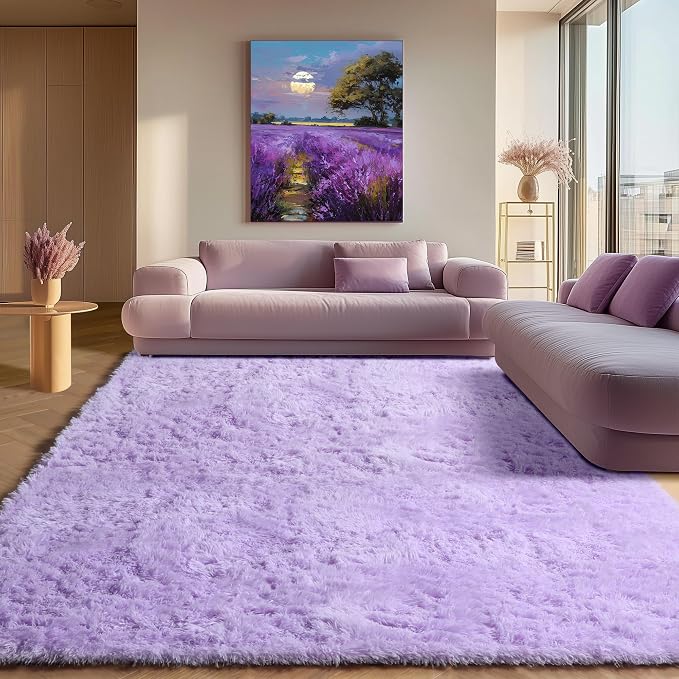 ONASAR Purple Rugs for Living Room Bedroom, 5x8 Fluffy Bedside Area Rug by ONASAR