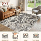 DMOYEST 5x7 Washable Area Rug for Living Room, Non Slip Abstract Rugs, Modern - Image 3