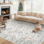 XLUEZ Area Rug 6x9 Living Room Rug, Machine Washable Vintage Distressed Boho by XLUEZ