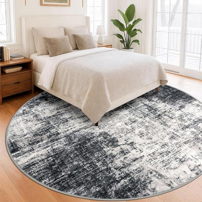 IOHOUZE Abstract Round Area Rug 8 Ft Washable Circle Rugs Large Round Rug Non - Image 9