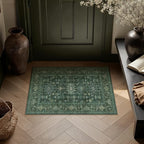 Kitchen Rug Set of 3 Washable Green Vintage Kitchen Mats - Image 2