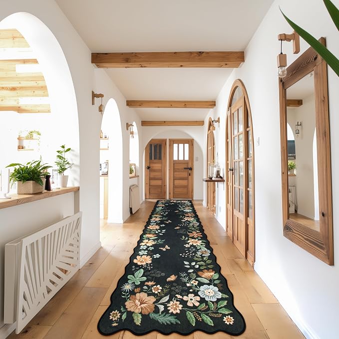 Lahome Floral Hallway Runner Rug Non Slip, Stain Resistan Carpet - Image 3