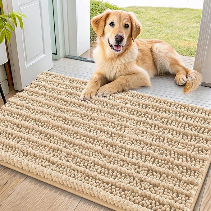 Smiry Dog Door Mat for Muddy Paws 40x24, Absorbent Dirt Trapper, Non-Slip by Smiry