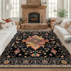 RELEANY Area Rugs Square 8ft Washable Non-Slip, Floral Vintage Distress by RELEANY