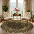 RELEANY Area Rugs Round 5ft Washable Non-Slip, Floral Vintage Distress - Image 2