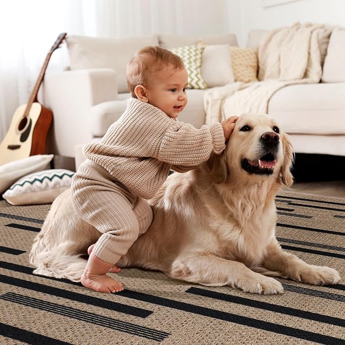 Tangsoo Stripe Easy Jute Rug, Ultra Thin 3x5 Washable Area Rug - Image 9