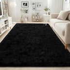 ISEAU Black Rug Super Soft Shaggy 4x6 Feet Rugs - Image 2