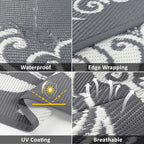 Pauwer Waterproof Outdoor Rug 6x9, Reversible Plastic Straw Patio Camping Rug - Image 3