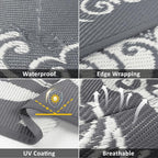 Pauwer Waterproof Outdoor Rug 8ft, Reversible Plastic Straw Patio Camping Rug - Image 3