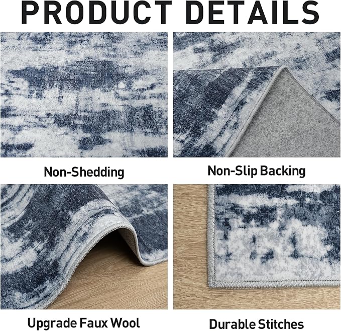5x7 Area Rugs Washable Rug: Modern Abstract Living Room Rug Soft Anti-Skid Thin - Image 5