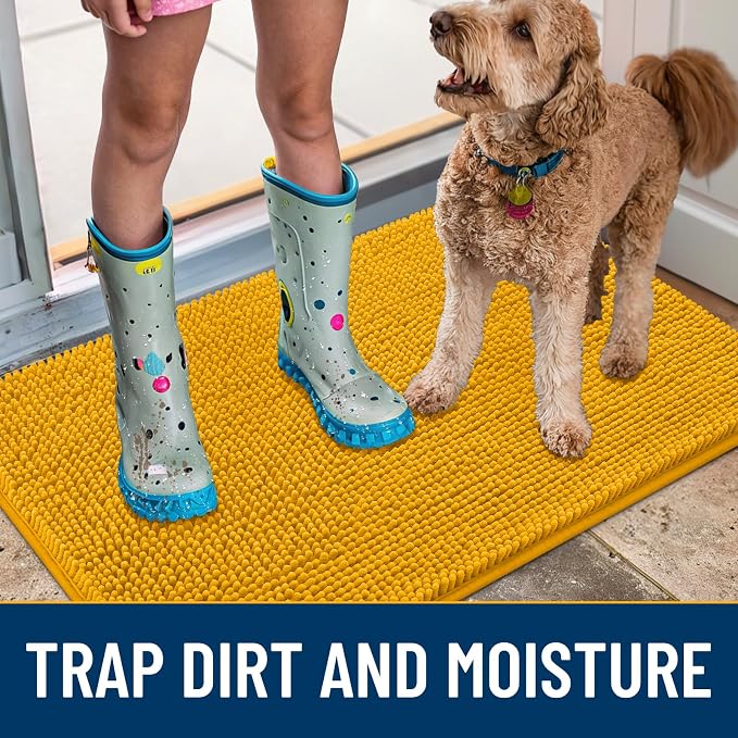 Smiry Dog Door Mat for Muddy Paws 40x32, Absorbent Dirt Trapper, Non-Slip - Image 3