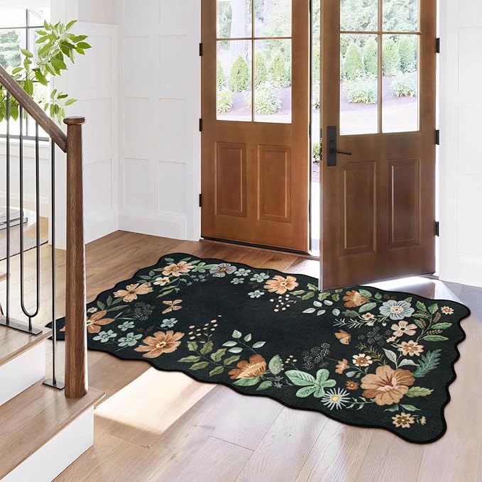 Lahome Floral Entryway Rug, 2x4 Washable Kitchen Rug Ultra-Thin, Non-Slip Soft - Image 2