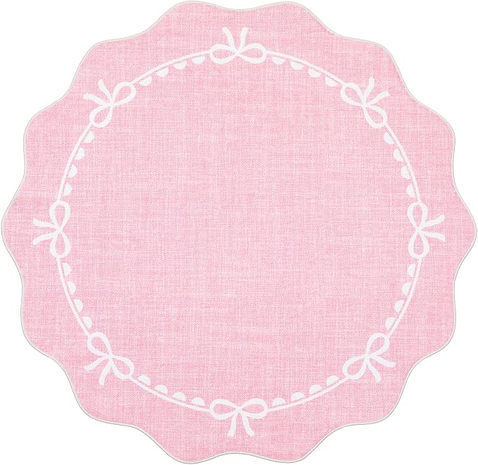 GarveeHome Scalloped Bow Rug for Living Room, 6ft Round Rugs Washable Solid - Image 4