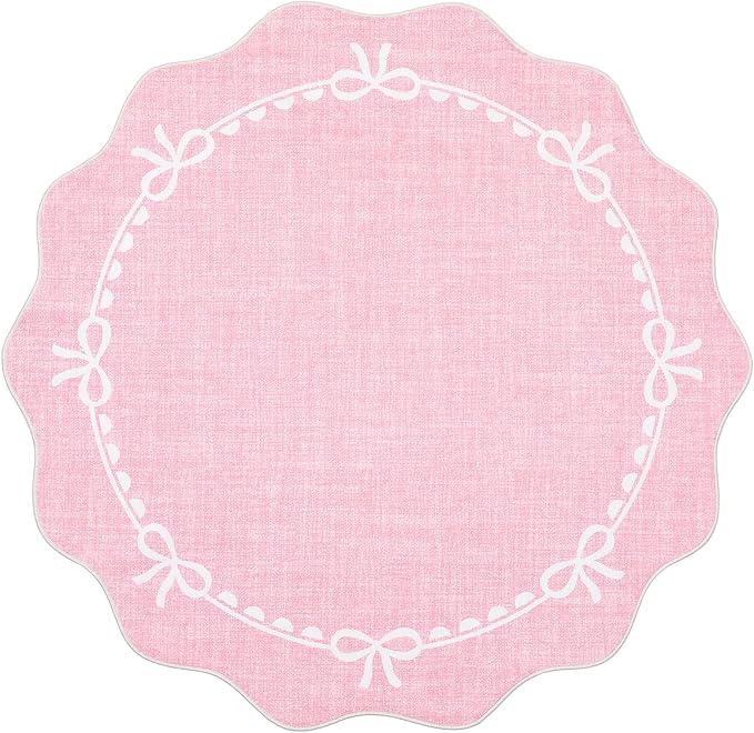 GarveeHome Scalloped Bow Rug for Living Room, 4ft Round Rugs Washable Solid - Image 4