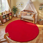 Amearea Red Round Area Rugs 5ft Washable Circle Rugs - Image 2