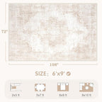 Area Rug 6x9 Vintage Rugs: Washable Living Room Rug Retro Medallion Distressed - Image 2