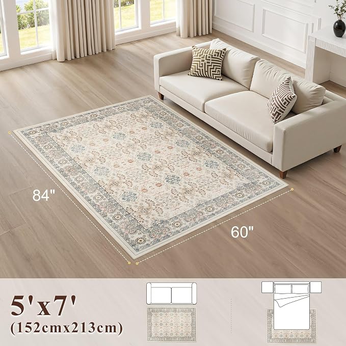 Vintage Living Room Area Rug 5x7 - Image 2