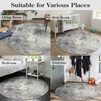 Lahome Modern Abstract Round Rug - 3Ft Small Washable Kitchen Round Area Rug - Image 7