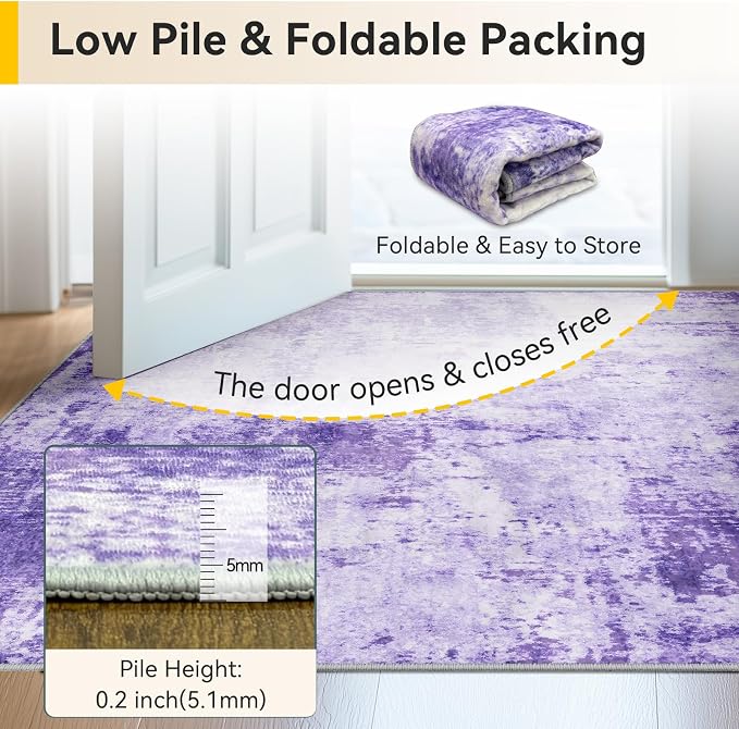 RELEANY Washable Area Rugs 6'x8' Non-Slip Modern Abstract Soft - Image 6